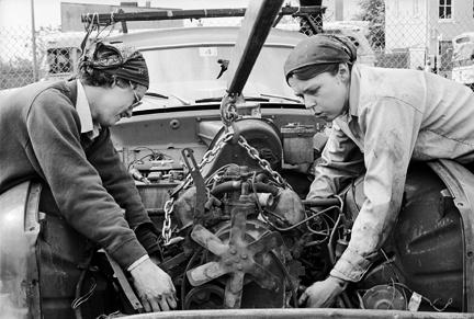 JEB (Joan E. Biren), American (b. 1944) Lori and Valerie at Wrenchwomen, an all-women auto repair shop in Washington, D.C., 1978